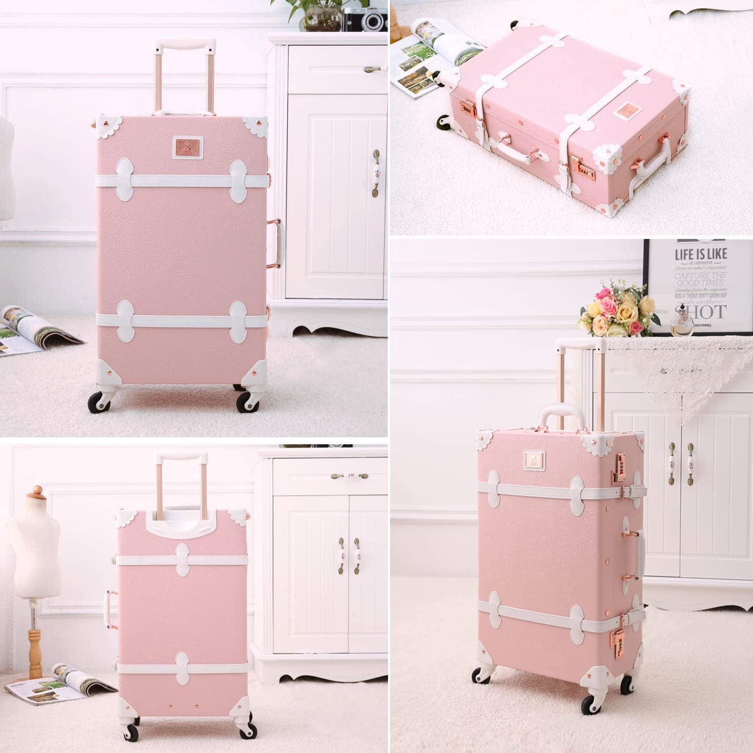 Amazon | [ユーニットラベル] レトロ スーツケース かわいい